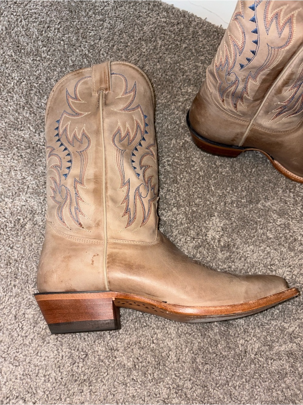 Nocona Mens Legacy Square Toe Vintage Cowboy Boots Western Boots MD2711 9 D - Picture 5 of 11